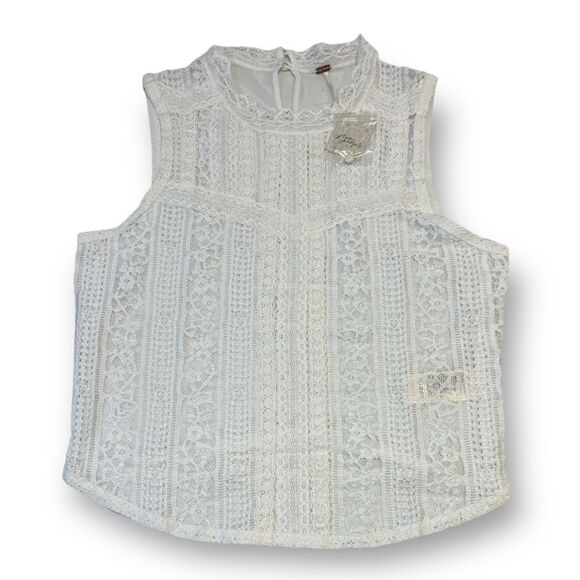 Free People White Tea Party Sheer Top Size Large - Picture 3 of 8